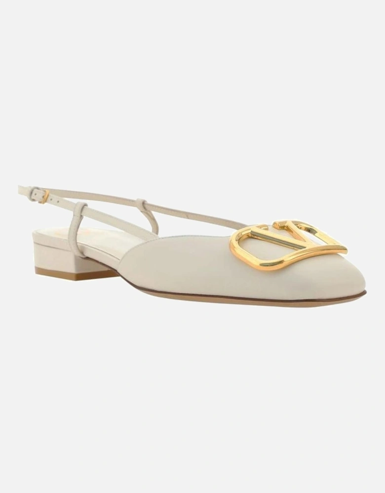 Leather Slingback Square Toe Shoes Women - White