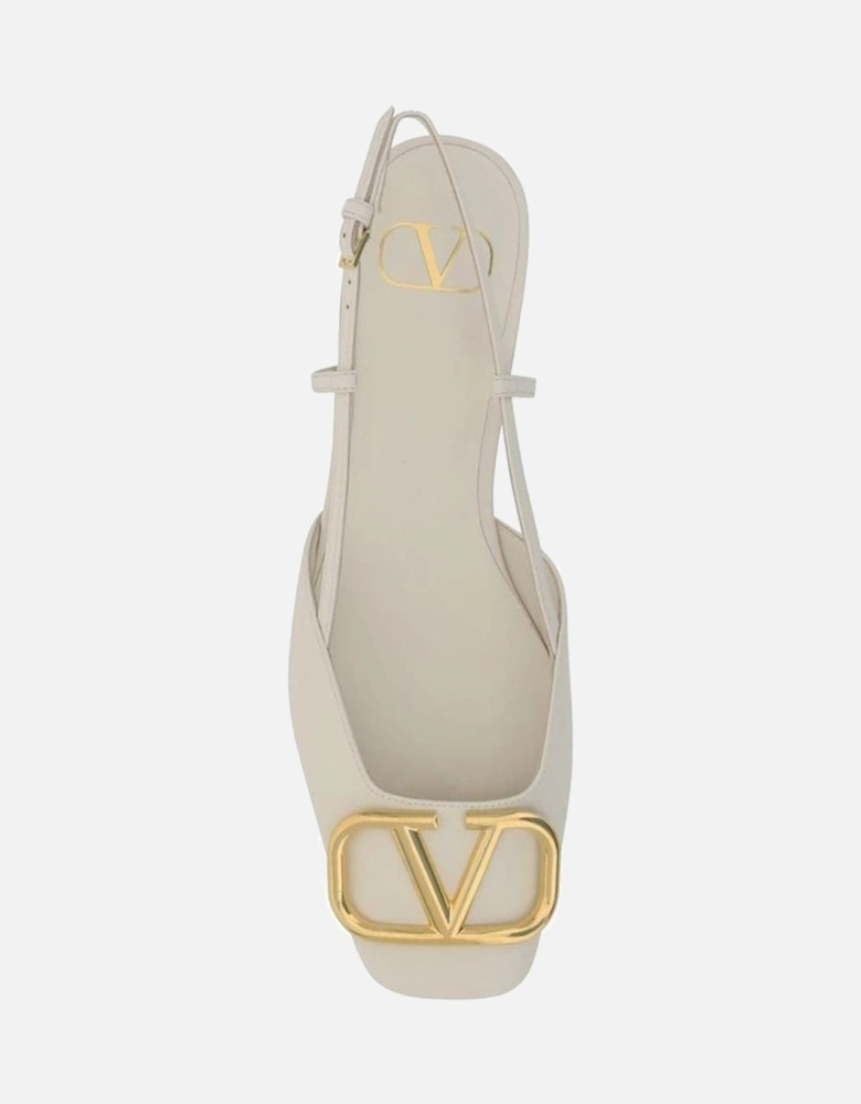 Leather Slingback Square Toe Shoes Women - White