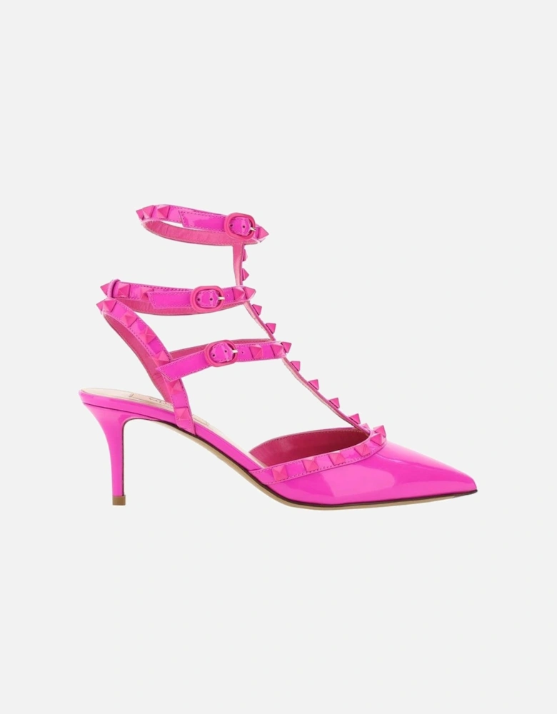 Studded Leather Pointed Toe Heels with Ankle Buckle Women - Multicolor