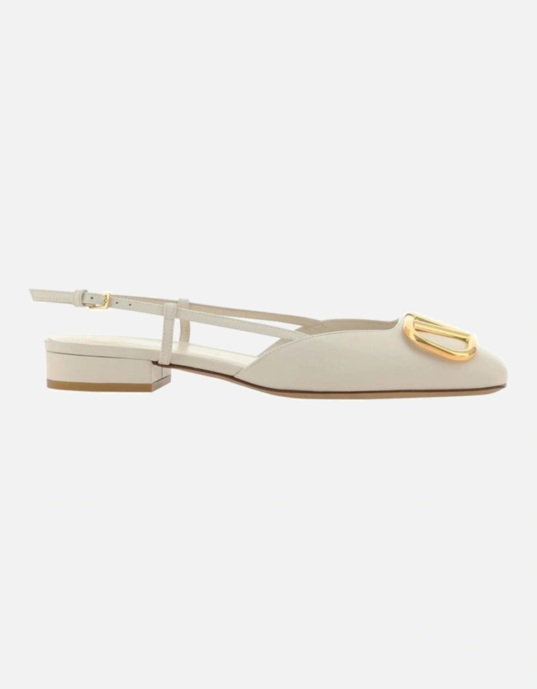 Leather Slingback Square Toe Shoes Women - White
