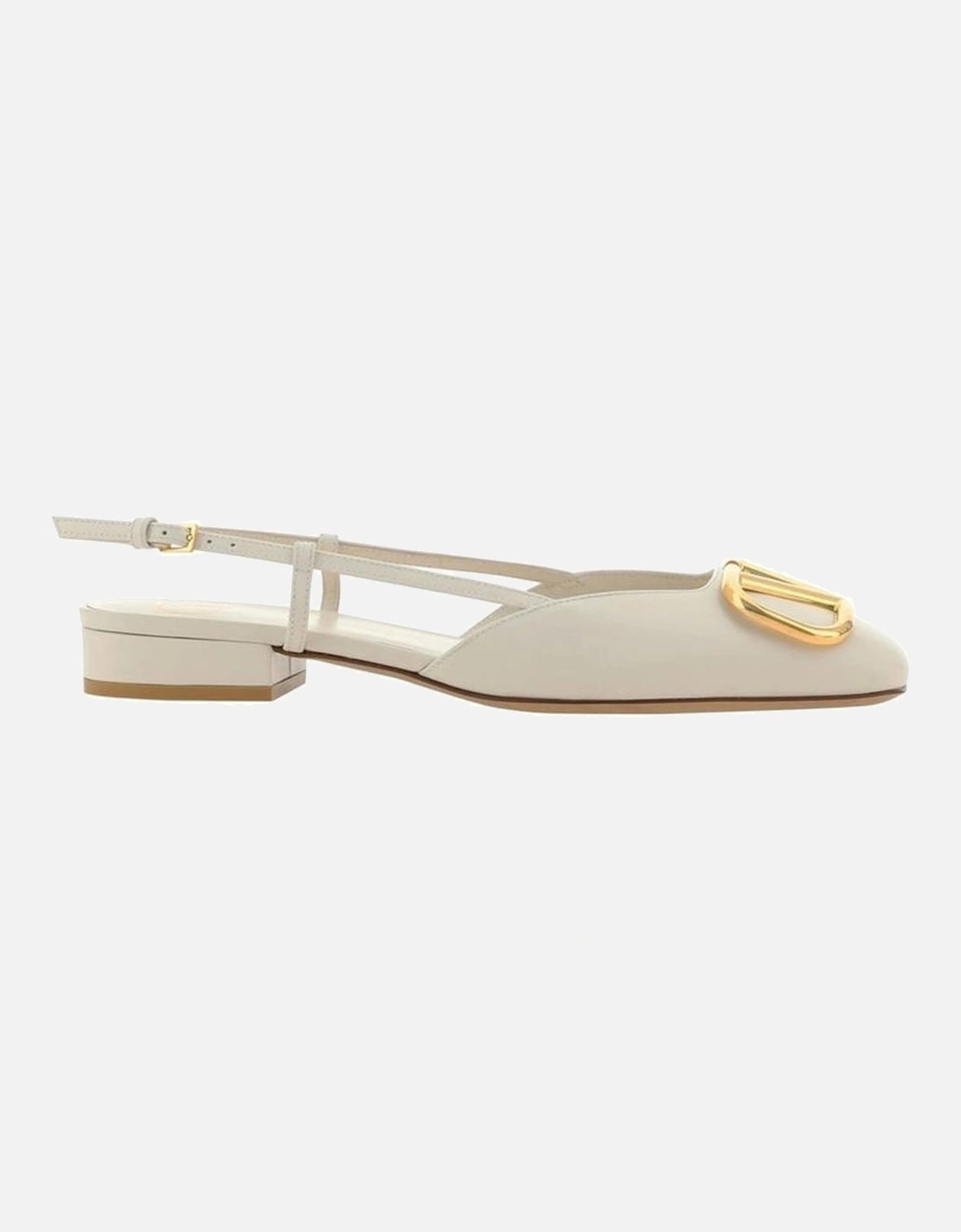 Leather Slingback Square Toe Shoes Women - White, 5 of 4
