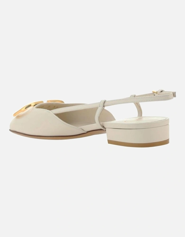 Leather Slingback Square Toe Shoes Women - White