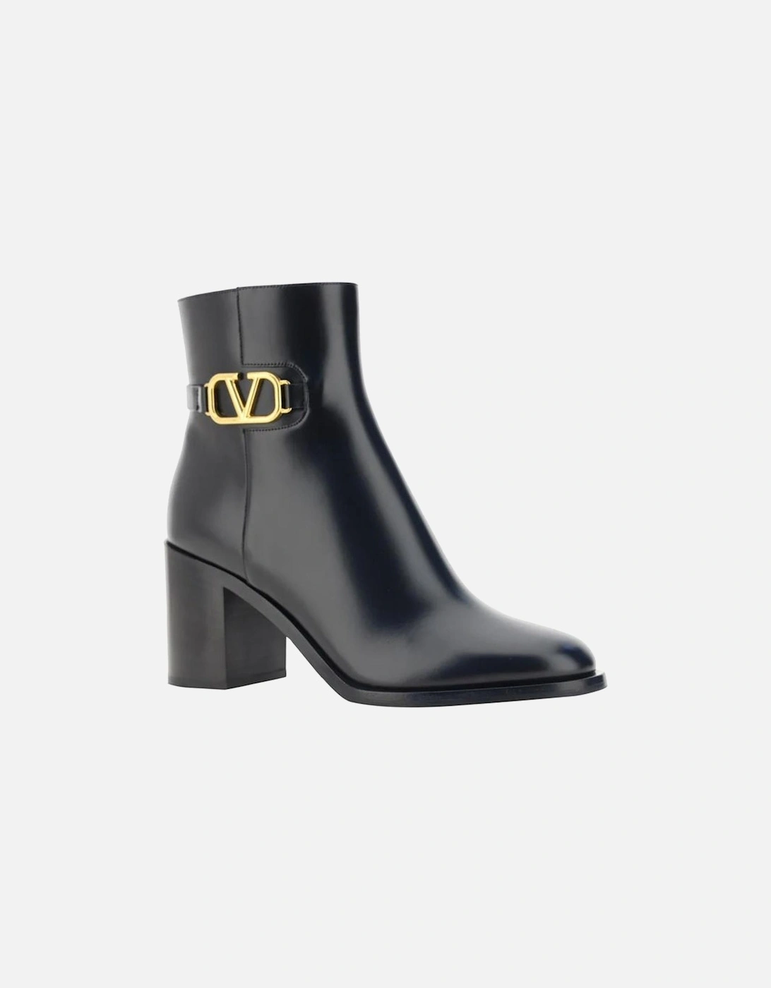 Calf Leather Round Toe Boots with Side Zip Women - Black