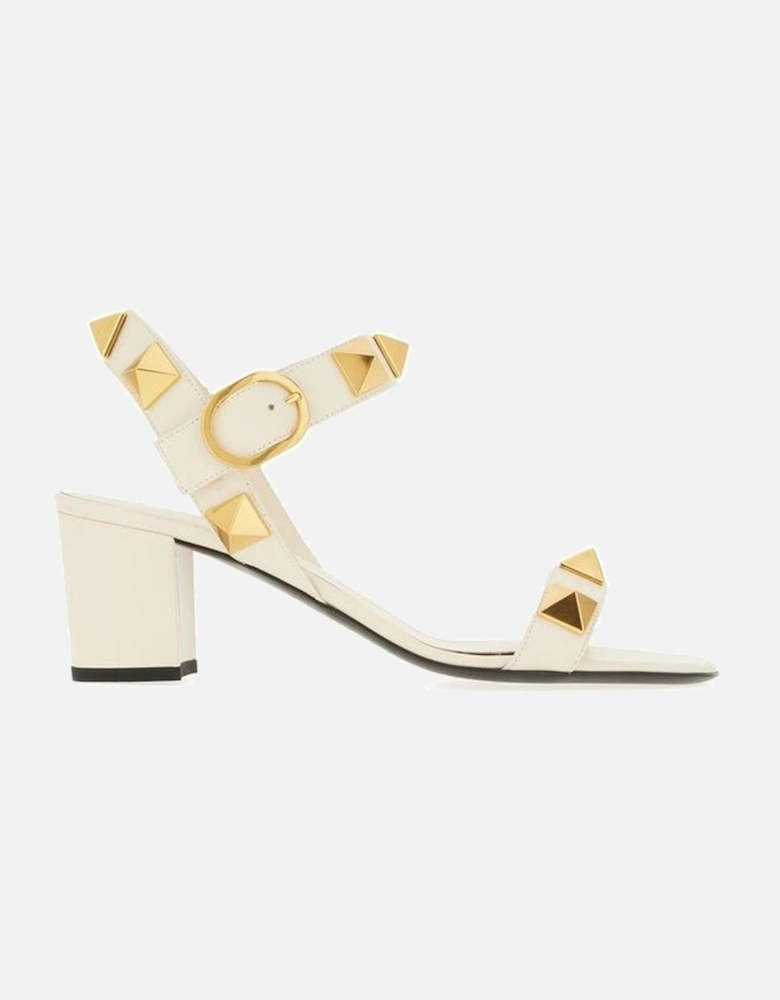Leather Ankle Strap Heeled Sandals Women - Bicolor