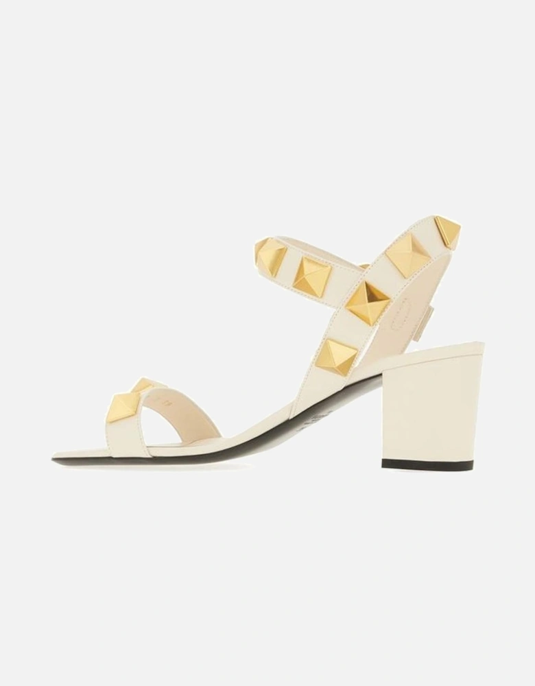 Leather Ankle Strap Heeled Sandals Women - Bicolor