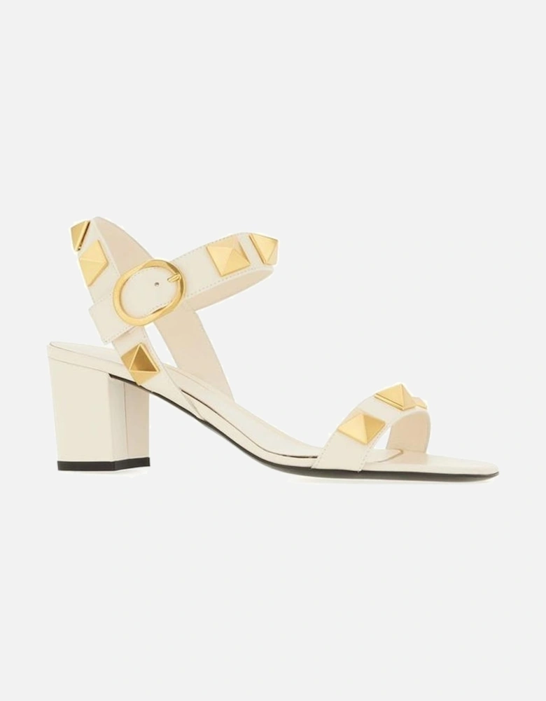 Leather Ankle Strap Heeled Sandals Women - Bicolor