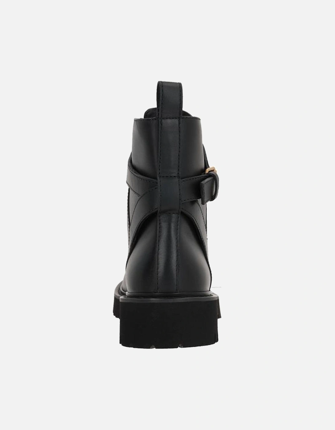 Calf Leather Ankle Strap Lace-Up Sneakers Women - Black Boots