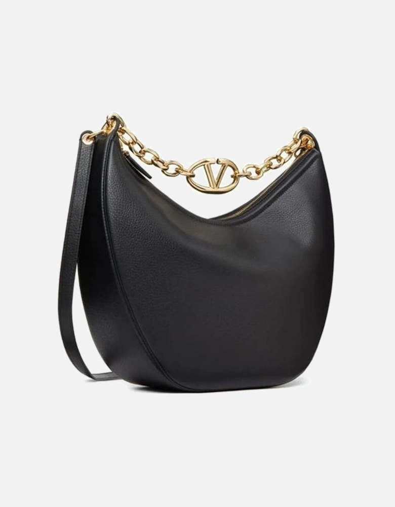 Elegant Shoulder Bag with Chain Detail for Women - Black