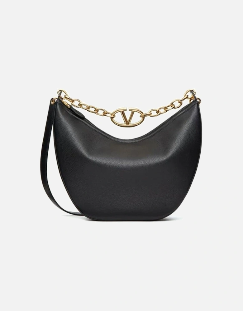 Elegant Shoulder Bag with Chain Detail for Women - Black