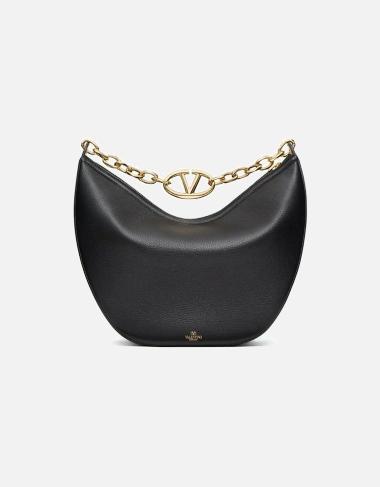 Elegant Shoulder Bag with Chain Detail for Women - Black