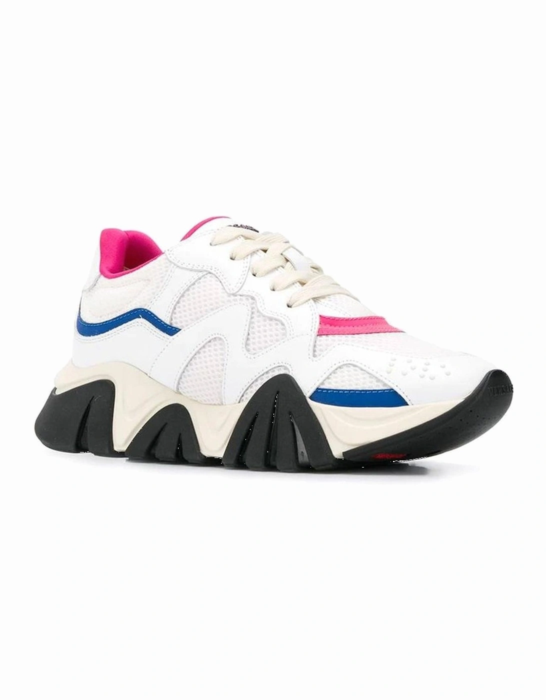 Leather Sneakers with Mesh Panels and Rubber Sole Women - White