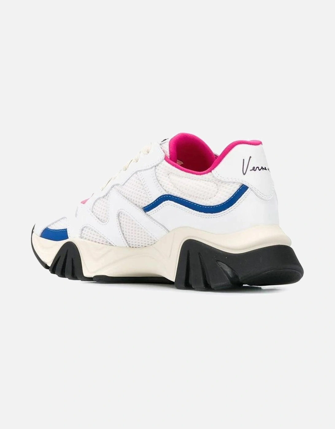 Leather Sneakers with Mesh Panels and Rubber Sole Women - White