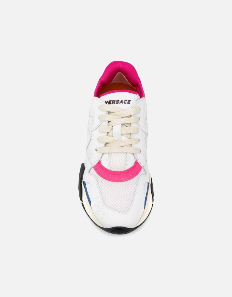 Leather Sneakers with Mesh Panels and Rubber Sole Women - White
