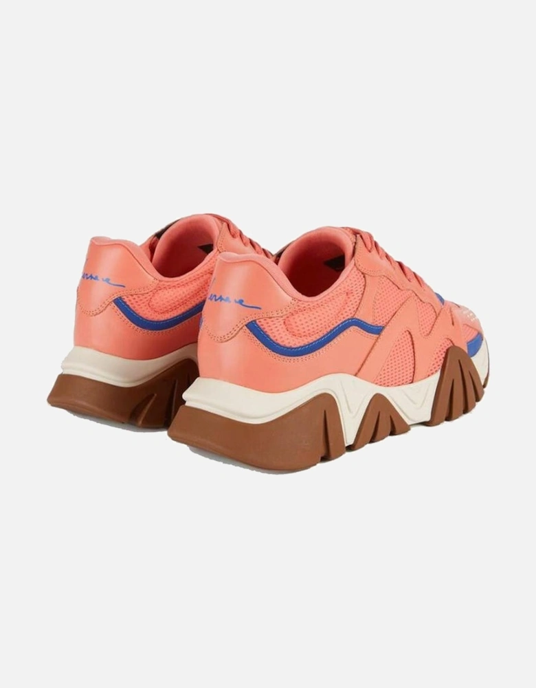 Leather Sneakers with Mesh and Reflective Panels Women - Orange