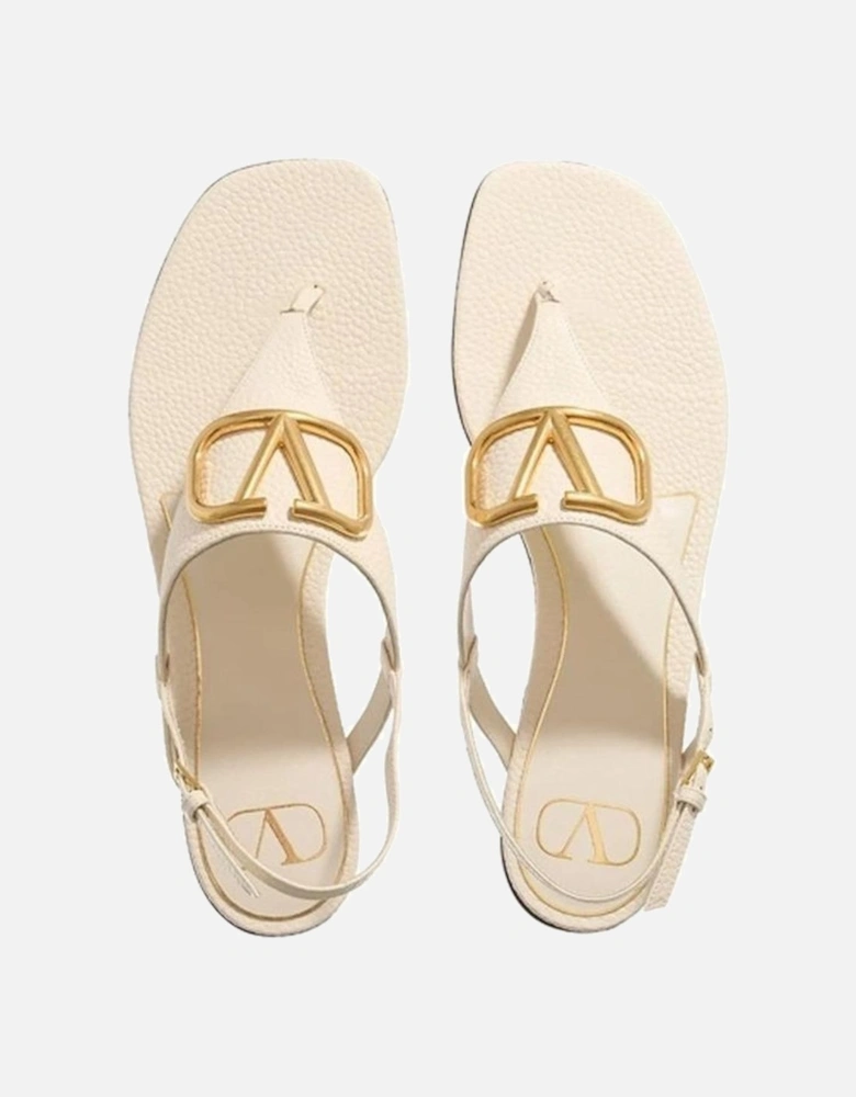 Textured Leather Ankle Buckle Boots Women - White Sandals