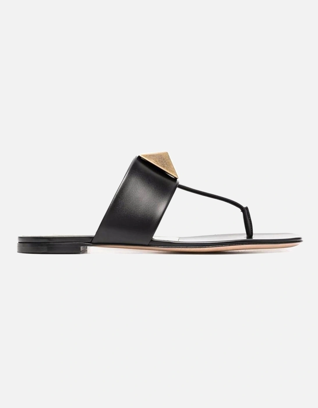 Leather Thong Strap Sandals Women - Black, 5 of 4