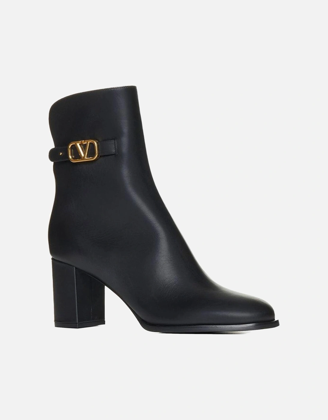 Calf Leather Ankle Boots with Gold Hardware Women - Black