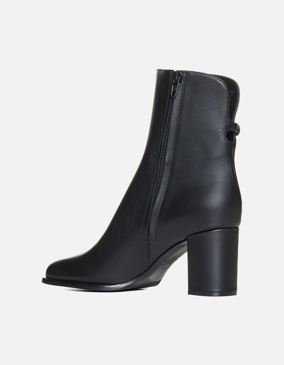 Calf Leather Ankle Boots with Gold Hardware Women - Black