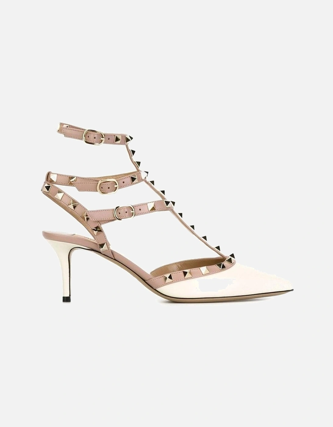 Leather Pointed Toe Stiletto Heel Buckle Straps Women - White Pumps, 5 of 4