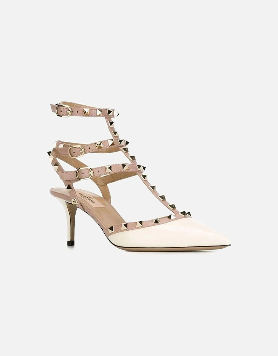 Leather Pointed Toe Stiletto Heel Buckle Straps Women - White Pumps