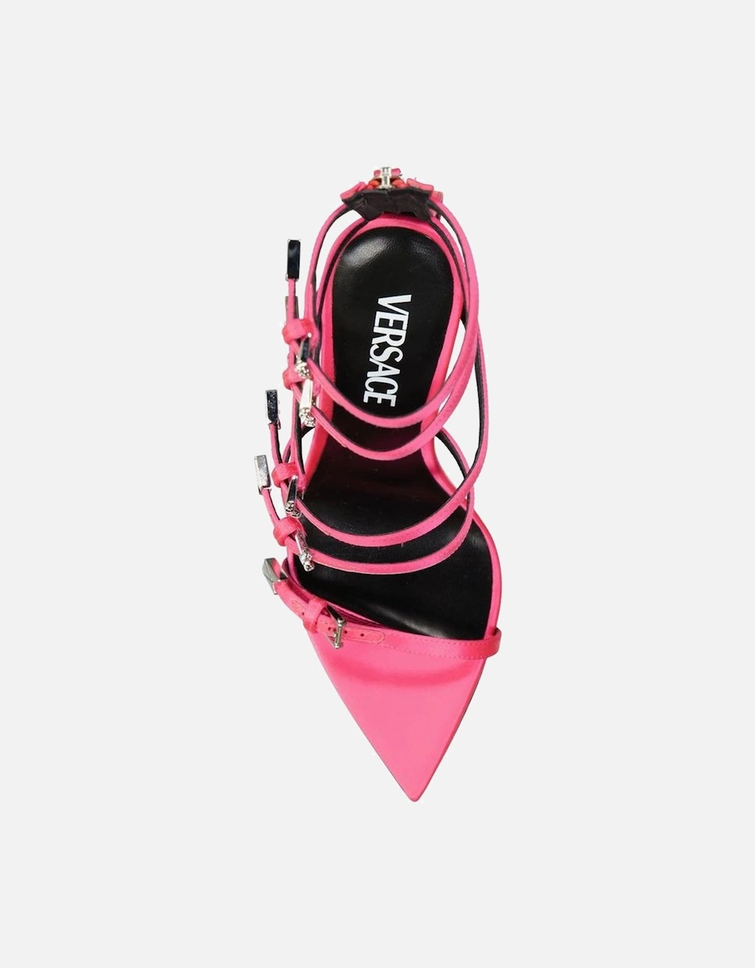 Silk Pointed Toe Multi-Buckle Heeled Shoes Women - Multicolor Sandals
