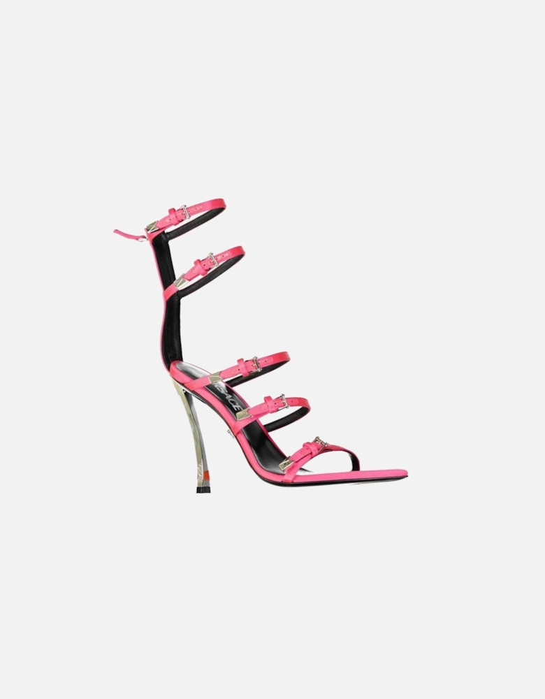 Silk Pointed Toe Multi-Buckle Heeled Shoes Women - Multicolor Sandals