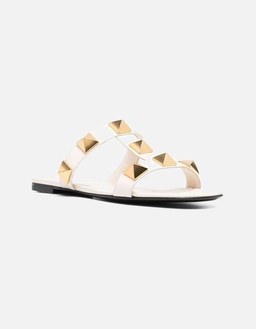 Calf Leather Slip-On Roman Stud Loafers Women - White Sandals
