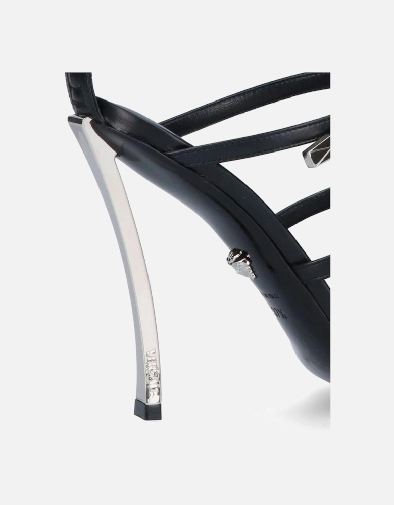 Calf Leather Heeled Pointed Toe Boots Women - Black Sandals