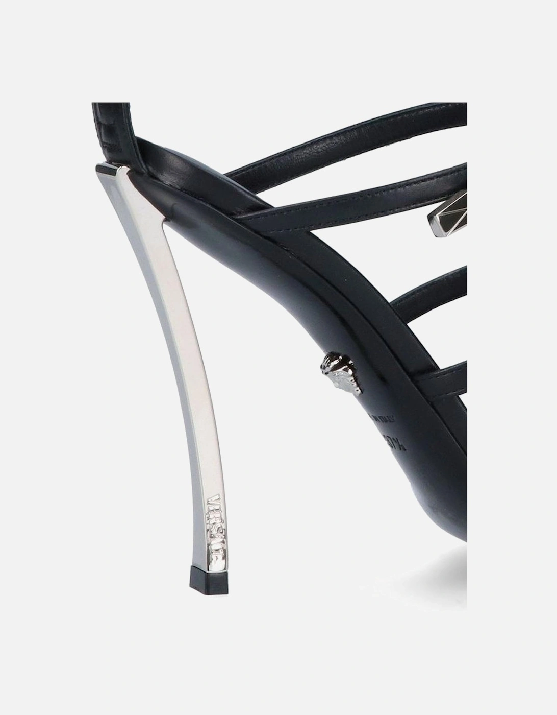 Calf Leather Heeled Pointed Toe Boots Women - Black Sandals