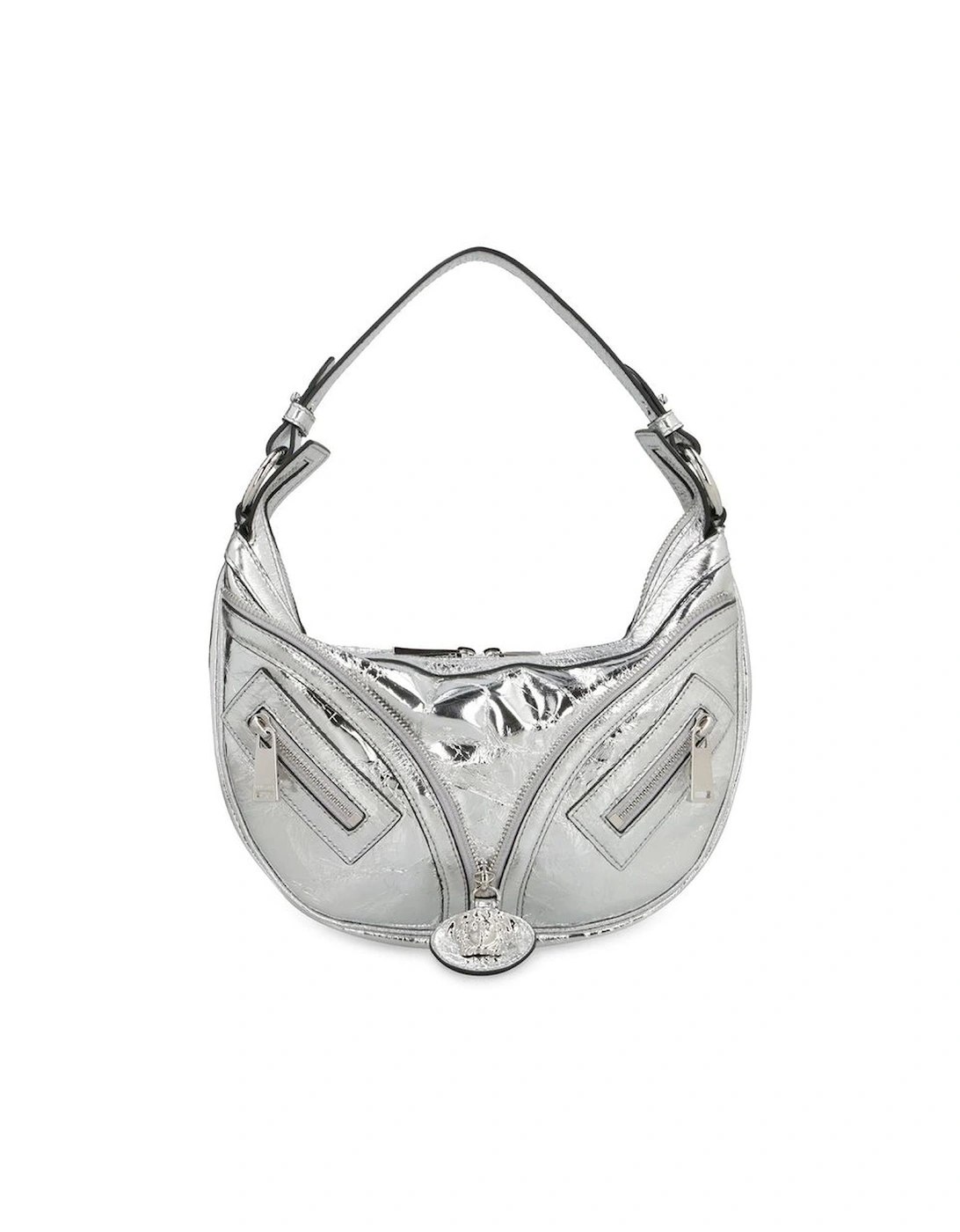 Textured Shoulder Bag with Zipper Pockets and Top Zip Closure Women -, 5 of 4