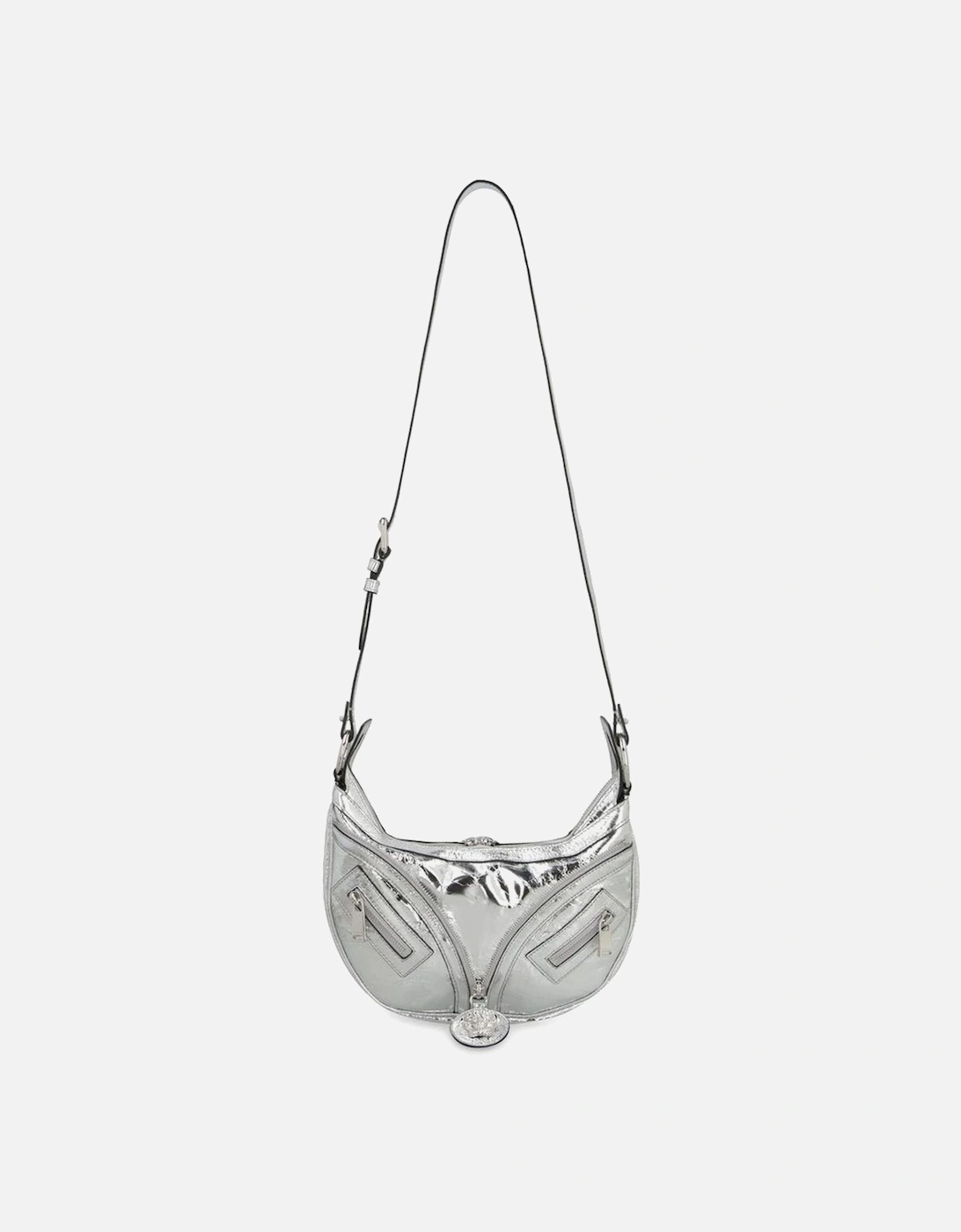 Textured Shoulder Bag with Zipper Pockets and Top Zip Closure Women -