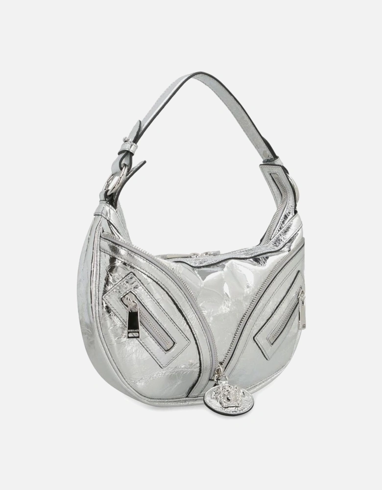 Textured Shoulder Bag with Zipper Pockets and Top Zip Closure Women -