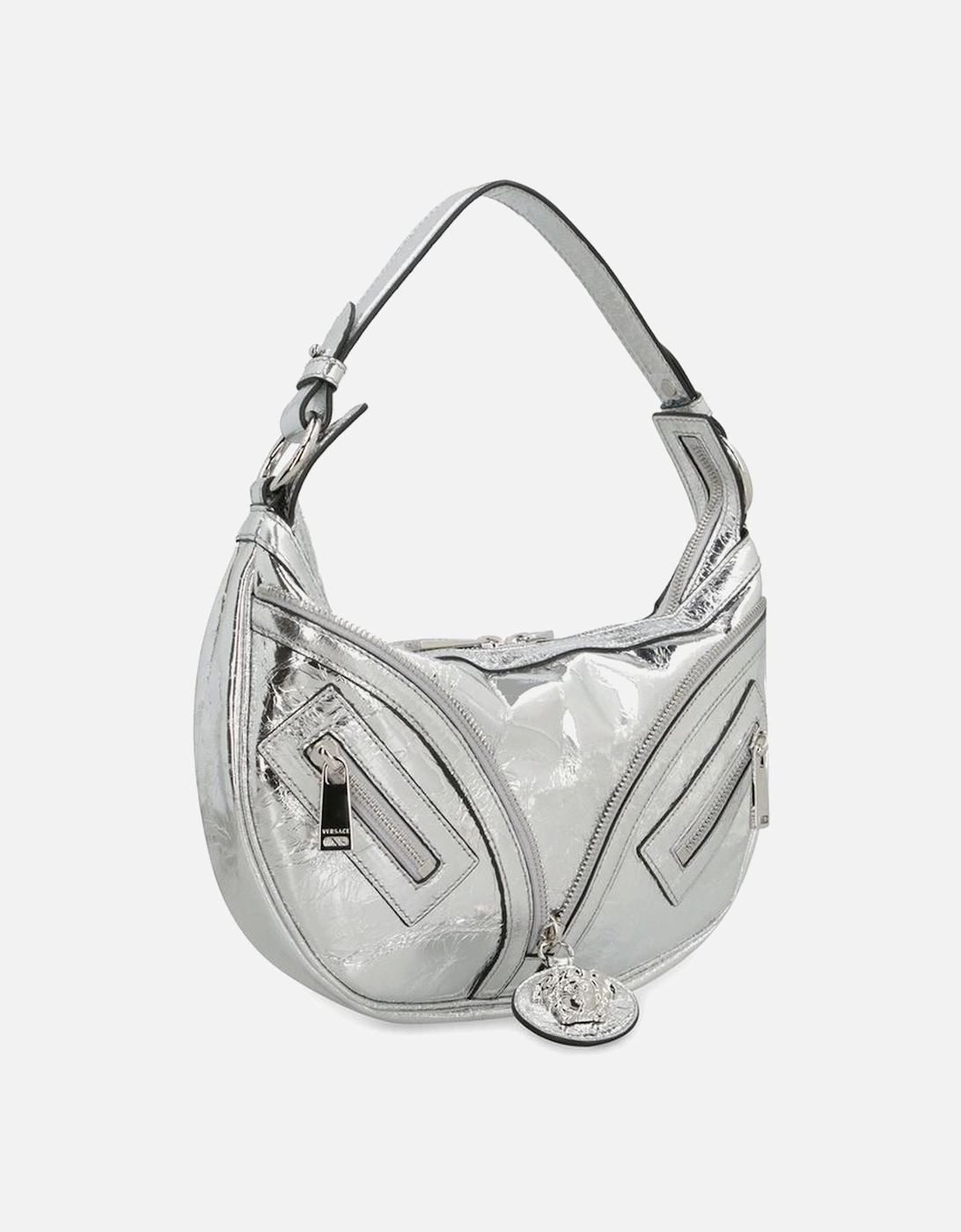 Textured Shoulder Bag with Zipper Pockets and Top Zip Closure Women -