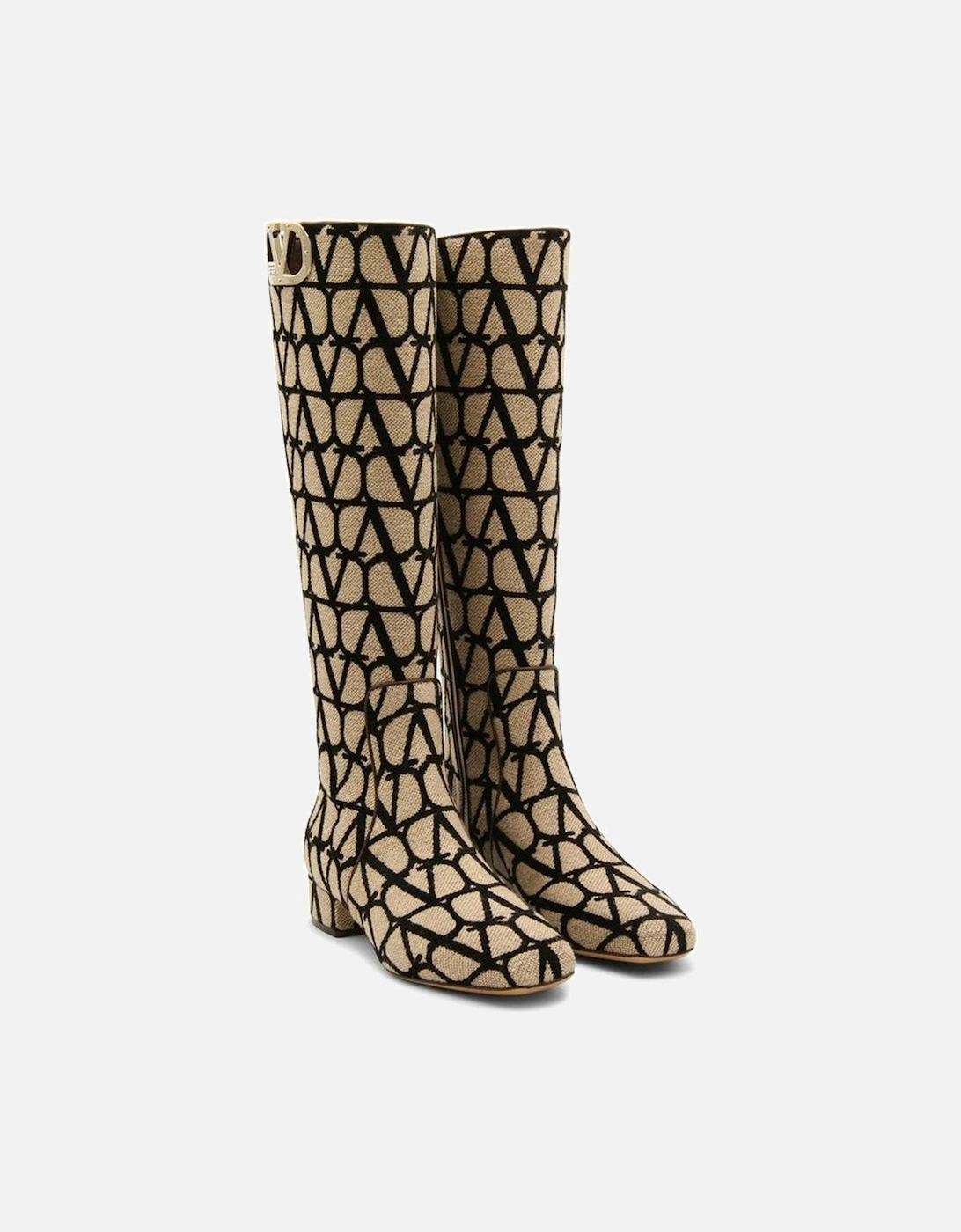 Canvas Boots with Leather Sole and Side Zip Women - Beige