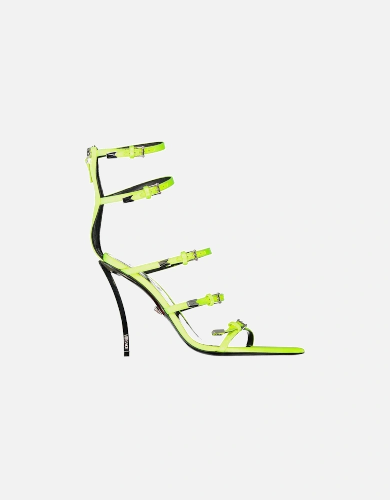 Multi-Buckle Silk Heeled Pointed Toe Shoes Women - Yellow Sandals