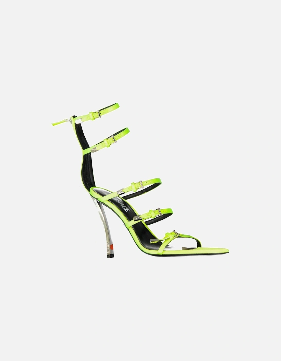 Multi-Buckle Silk Heeled Pointed Toe Shoes Women - Yellow Sandals