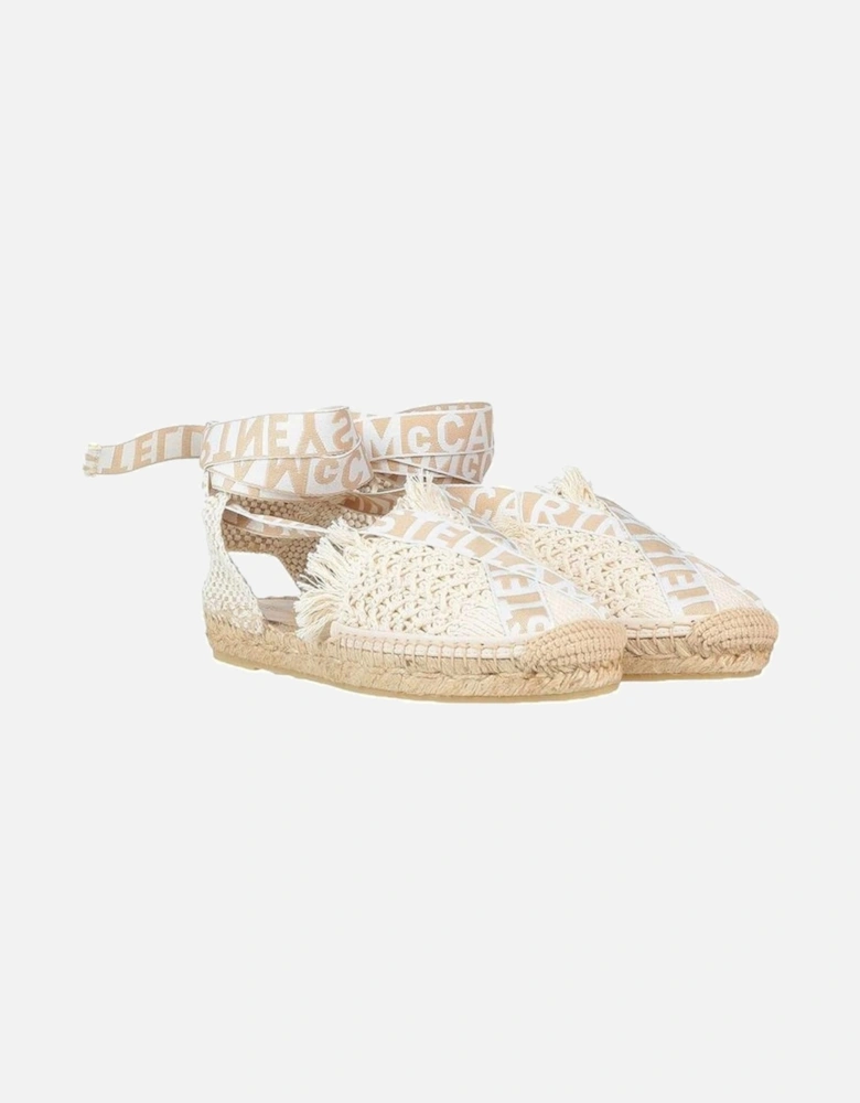 Canvas Buckle Ankle Strap Round Toe Shoes Women - Beige