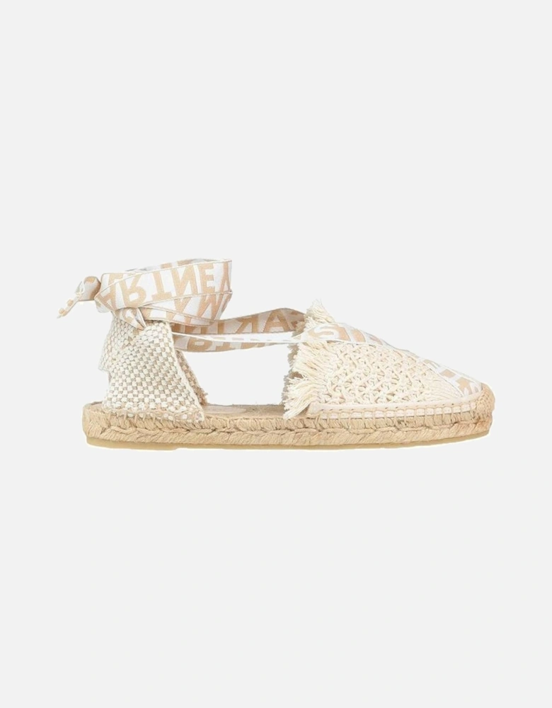 Canvas Buckle Ankle Strap Round Toe Shoes Women - Beige