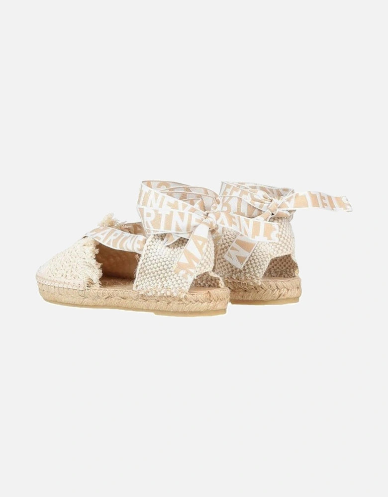 Canvas Buckle Ankle Strap Round Toe Shoes Women - Beige