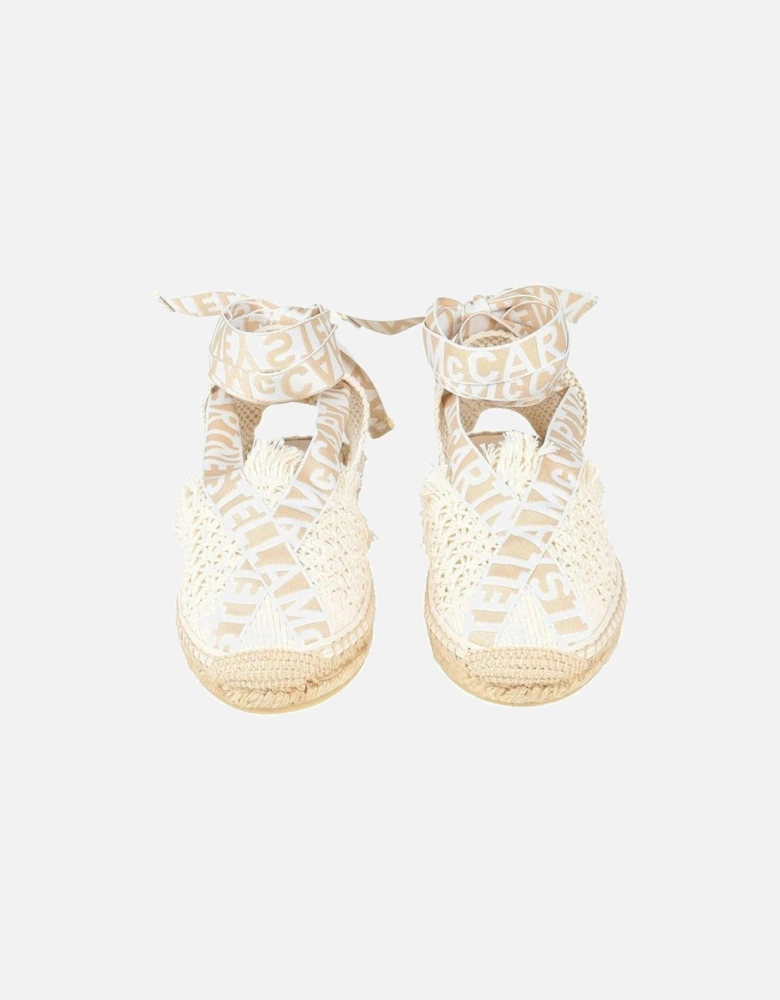 Canvas Buckle Ankle Strap Round Toe Shoes Women - Beige