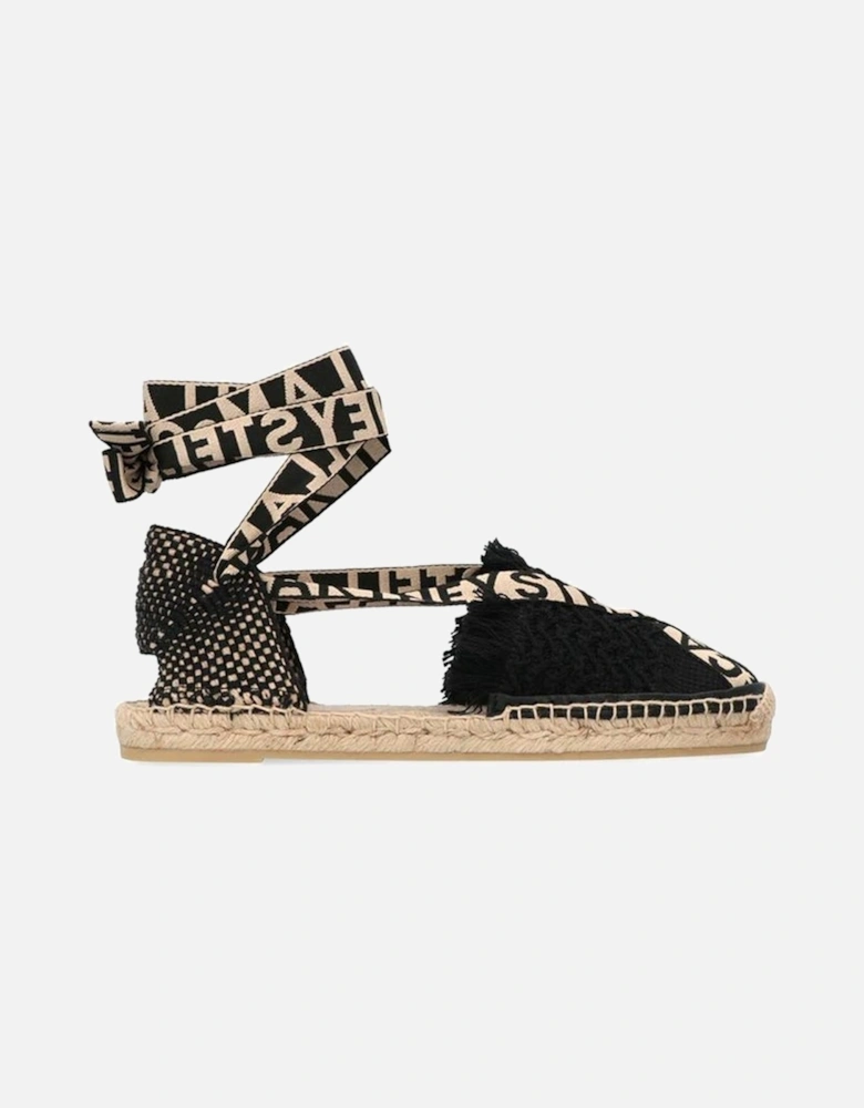 Canvas Macrame Tie-Up Ankle Strap Shoes Women - Black