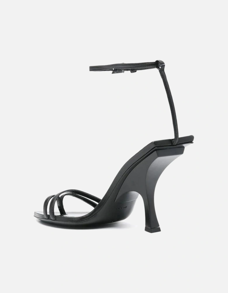 Silk and Leather Pointed Toe Heels Women - Black Sandals