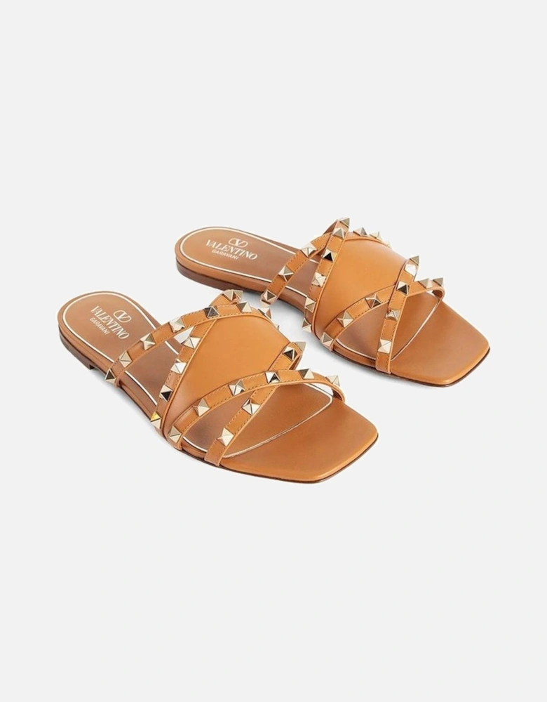 Calf Leather Square-Toe Slip-On Loafers Women - Brown Sandals