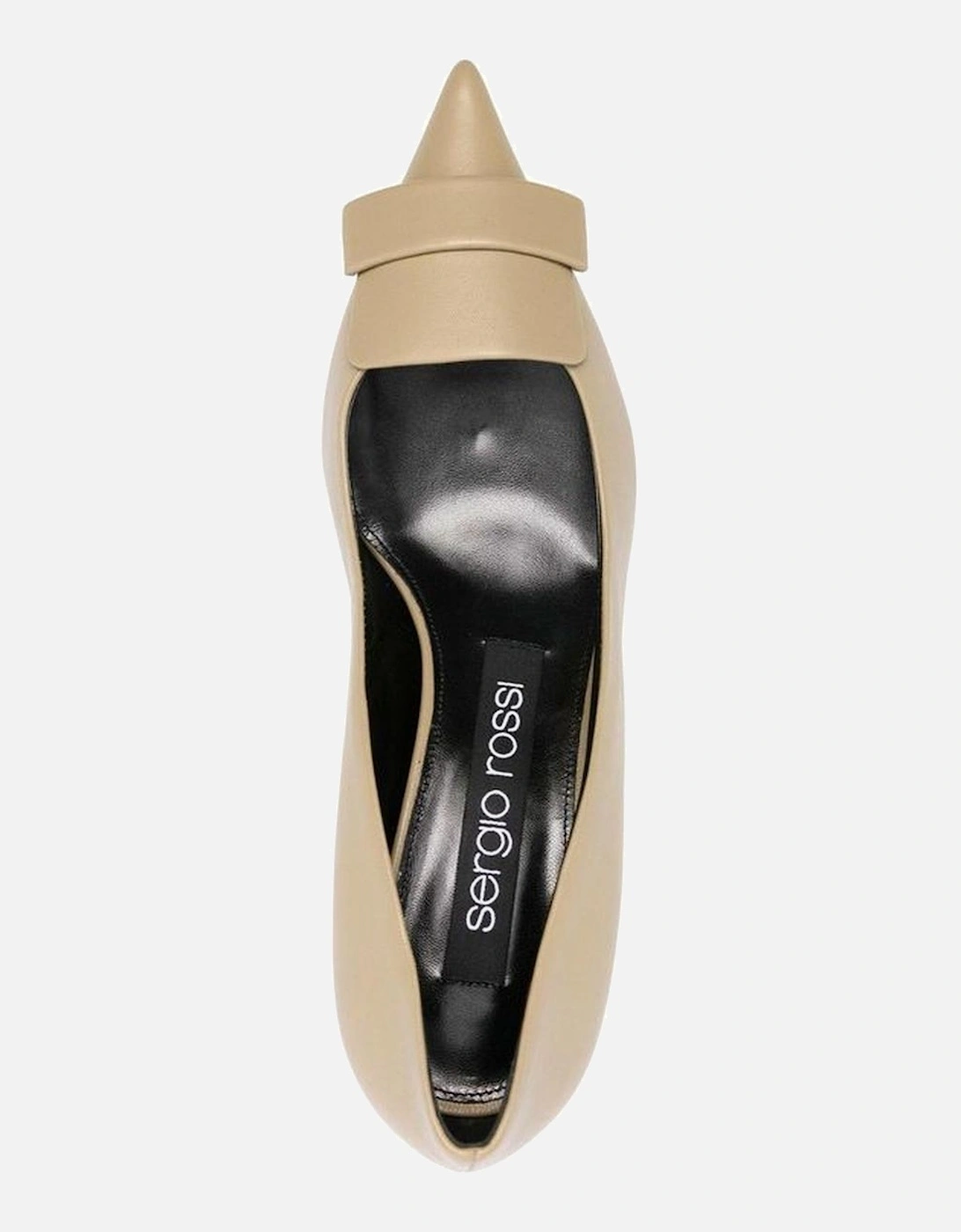 Pointed Toe Leather Heeled Shoes Women - Beige Pumps