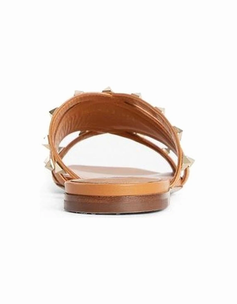 Calf Leather Square-Toe Slip-On Loafers Women - Brown Sandals