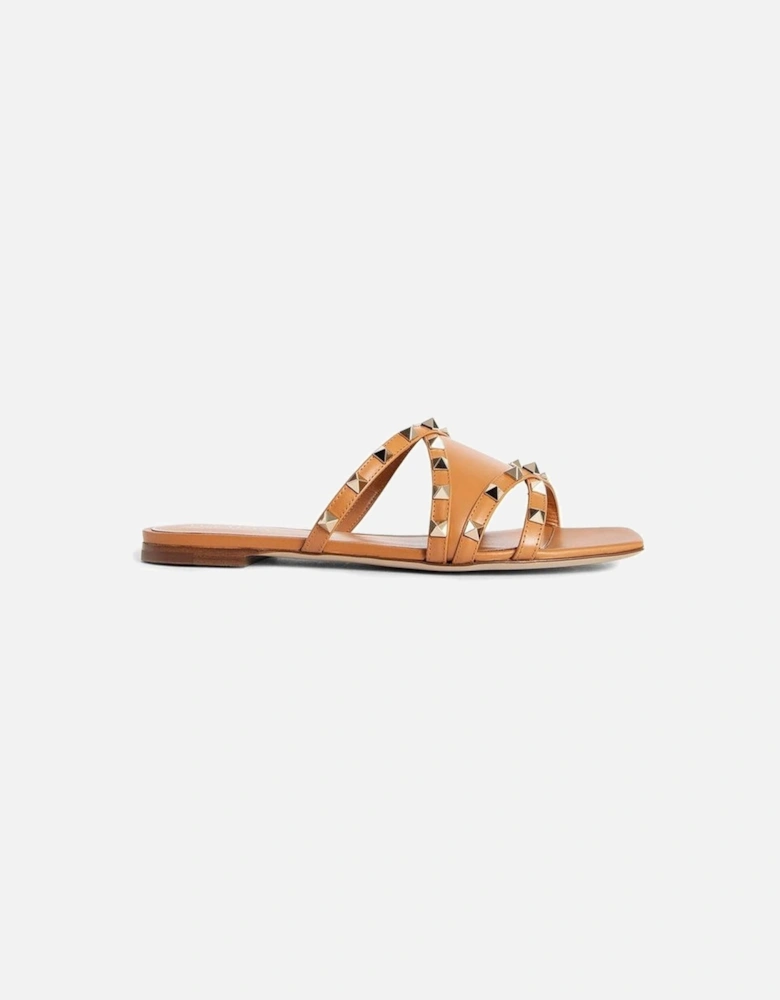 Calf Leather Square-Toe Slip-On Loafers Women - Brown Sandals