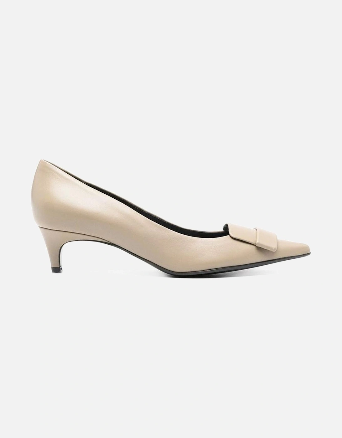 Pointed Toe Leather Heeled Shoes Women - Beige Pumps, 5 of 4
