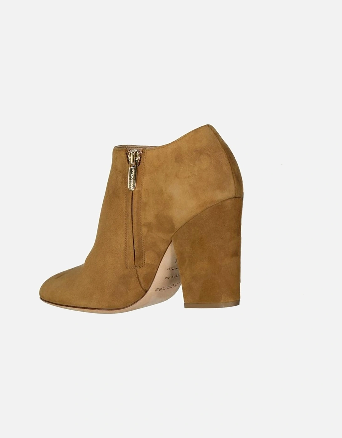 Suede Effect Leather Ankle Boots with Side Zip Women - Brown