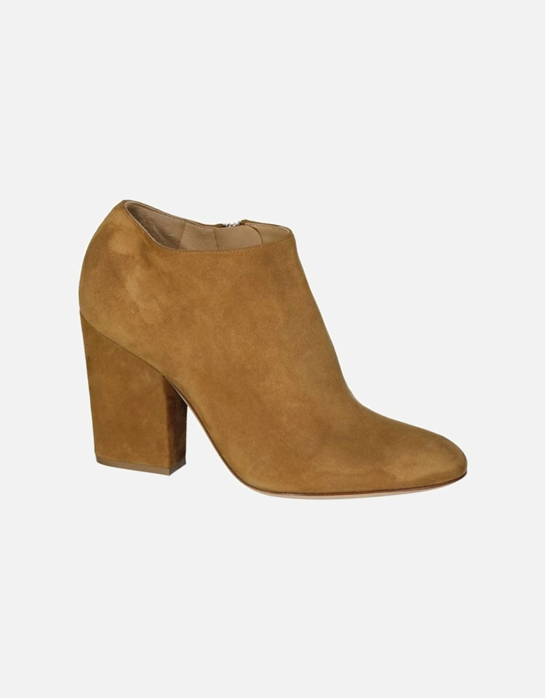 Suede Effect Leather Ankle Boots with Side Zip Women - Brown