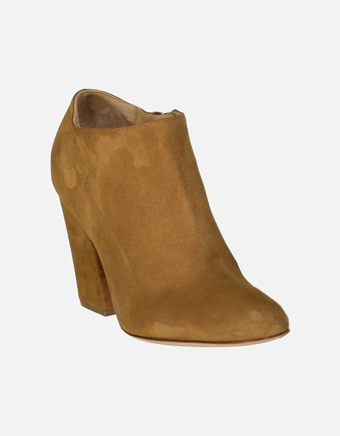 Suede Effect Leather Ankle Boots with Side Zip Women - Brown